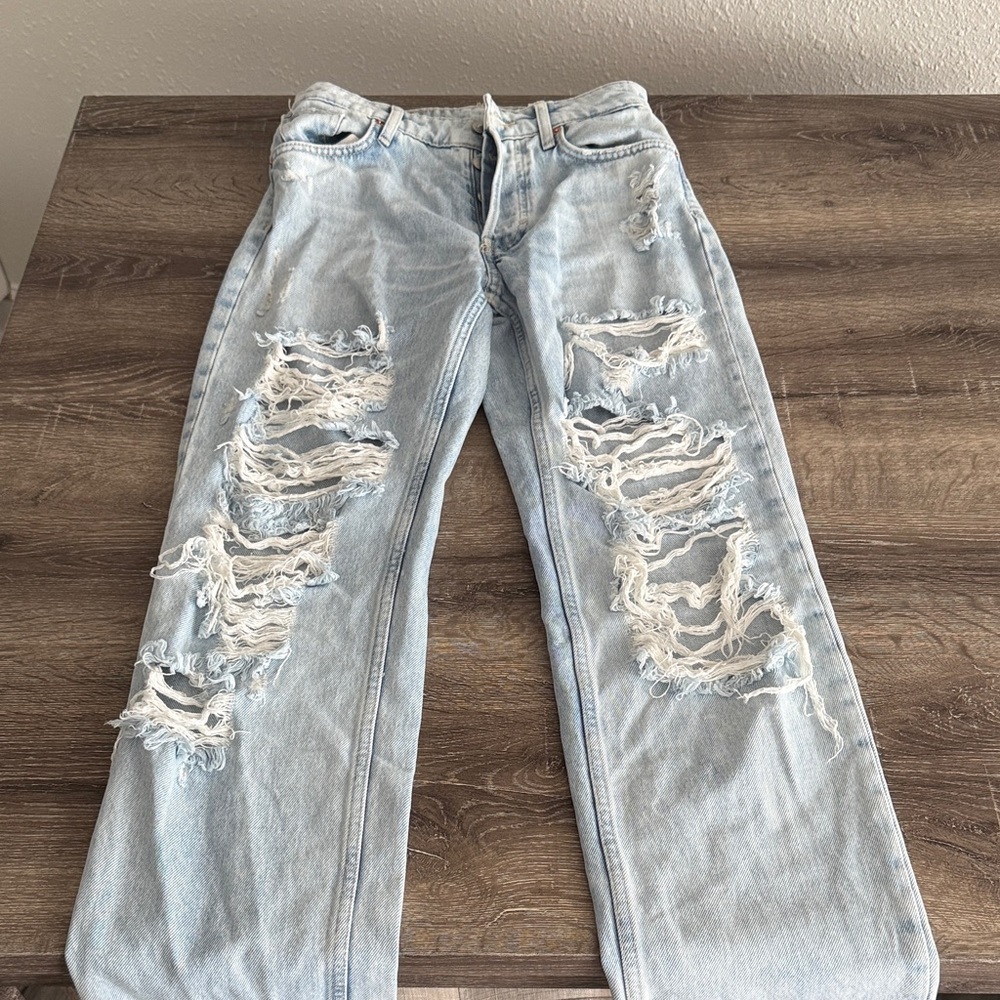 Distressed Light Blue Jeans